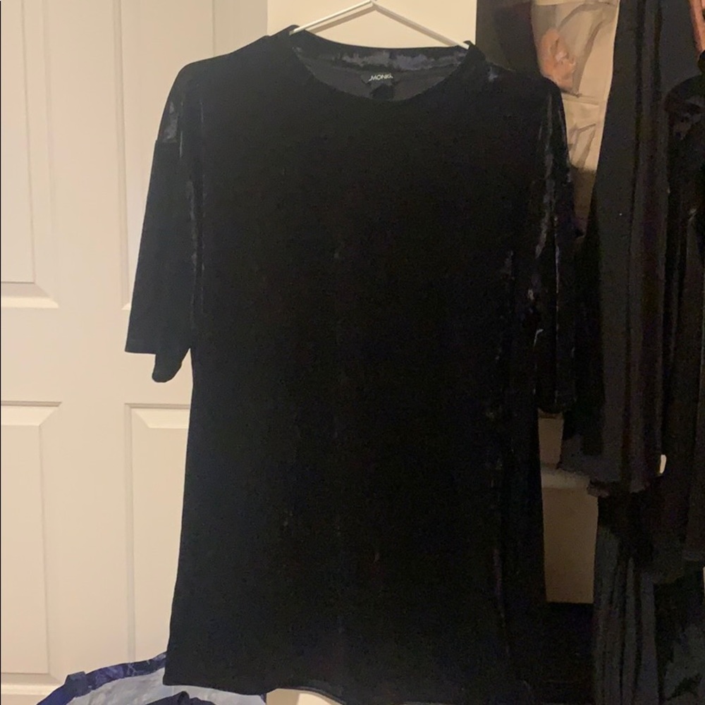 Black velvet T-shirt dress